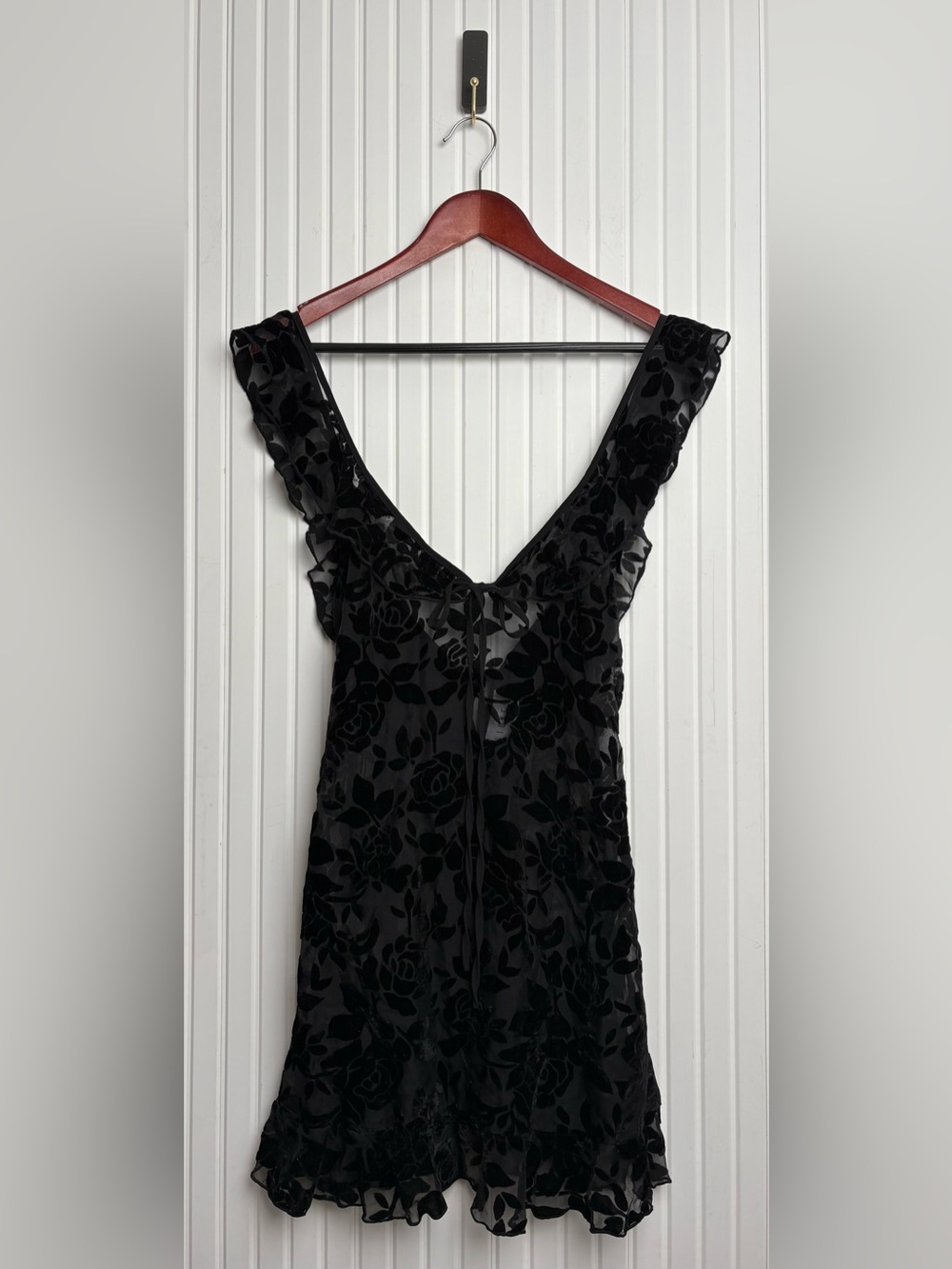 Lioness Velvet Burnout Ruffle Mini Dress S Sheer Witchy Vamp Whimsigoth Soft